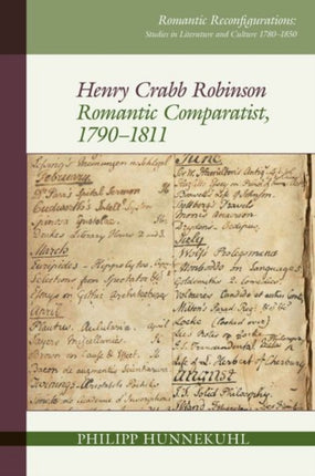 Henry Crabb Robinson: Romantic Comparatist,