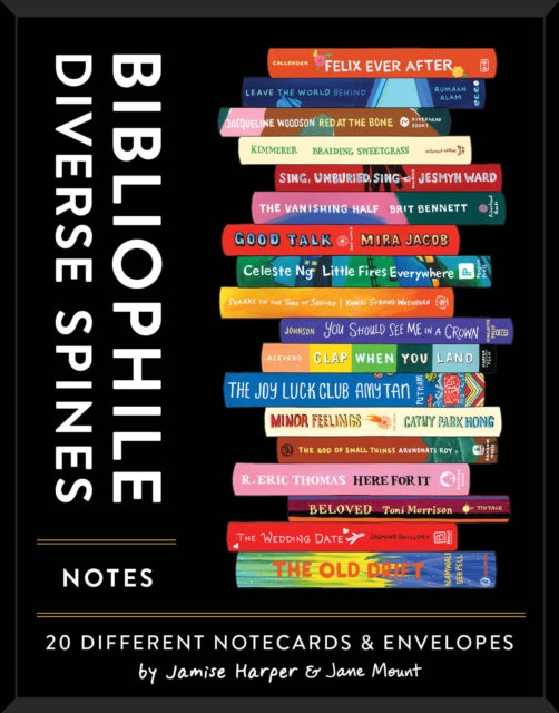 Bibliophile Diverse Spines Notes: 20 Different Notecards & Envelopes