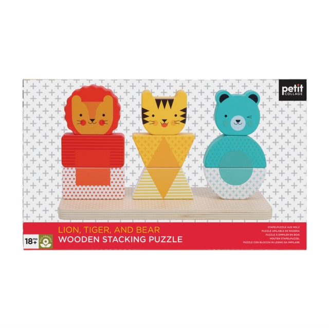 Lion Tiger and Bear Wooden Stacking Puzzle