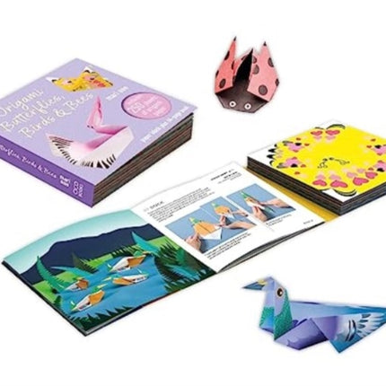 Origami Butterflies, Birds & Bees: Paper Block Plus 64-Page Book