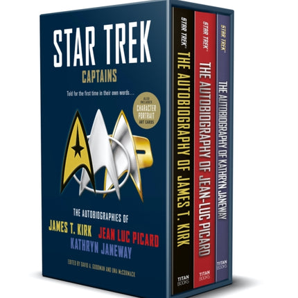 Star Trek Captains - The Autobiographies: Boxed set with slipcase and character portrait art of Kirk, Picard and Janeway a utobiographies