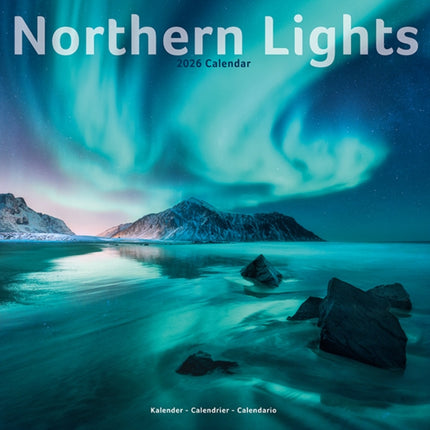 Northern Lights Calendar 2026  Square Travel Wall
