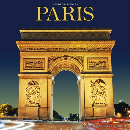 Paris Calendar 2026  Square Travel Wall Calendar