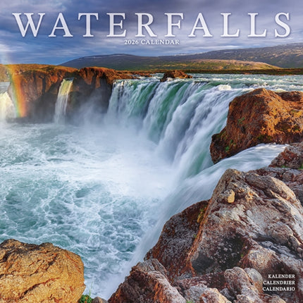 Waterfalls Calendar 2026  Square Scenic Wall