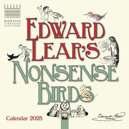 Bodleian Libraries Edward Lears Nonsense Birds Mini Wall Calendar 2025 Art Calendar