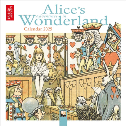 British Library Alices Adventures in Wonderland Mini Wall Calendar 2025 Art Calendar