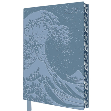 Katsushika Hokusai The Great Wave 2025 Artisan Art Vegan Leather Diary Planner  Page to View with Notes