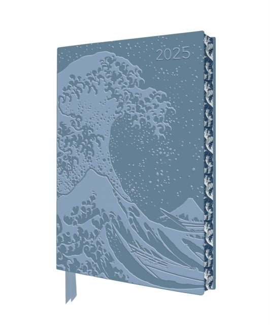 Katsushika Hokusai The Great Wave 2025 Artisan Art Vegan Leather Diary Planner  Page to View with Notes