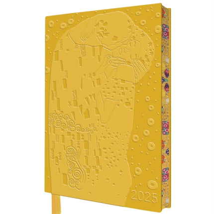 Klimt The Kiss 2025 Artisan Art Vegan Leather Diary Planner  Page to View with Notes