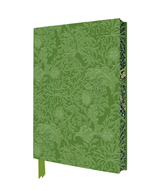 William Morris Seaweed 2025 Artisan Art Vegan Leather Diary Planner  Page to View with Notes