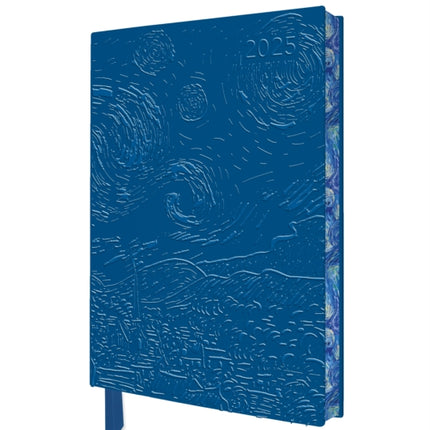 Vincent van Gogh The Starry Night 2025 Artisan Art Vegan Leather Diary Planner  Page to View with Notes