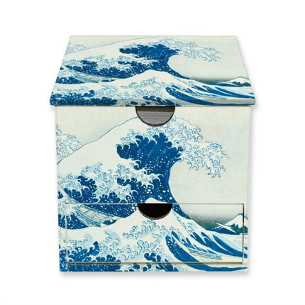 Katsushika Hokusai The Great Wave Flame Tree Memo Block in Box with Drawer