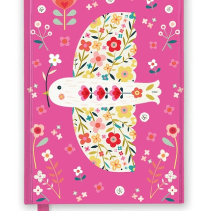 Bee Brown Pink Floral Dove Foiled Journal
