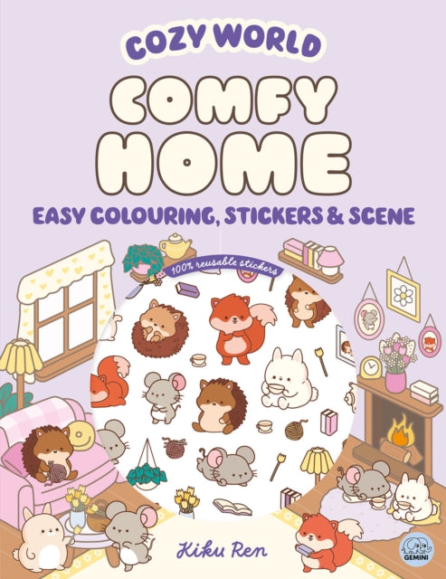 Cozy World Comfy Home Easy Colouring and Sticker Scene for Teens Young Adults and Adults