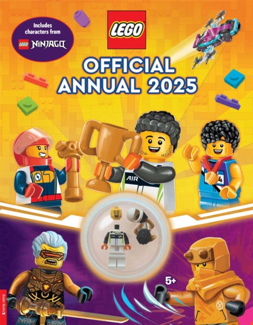 LEGO Books Official Annual 2025 with racing driver minifigure and trophy