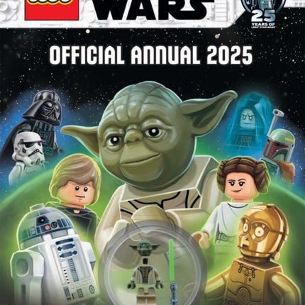 LEGO Star Wars Official Annual 2025 with Yoda minifigure and lightsaber