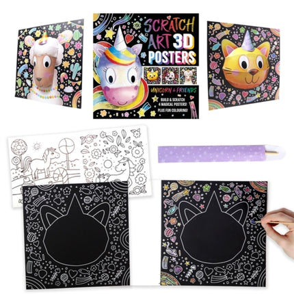 Scratch Art 3D Posters Unicorn  Friends