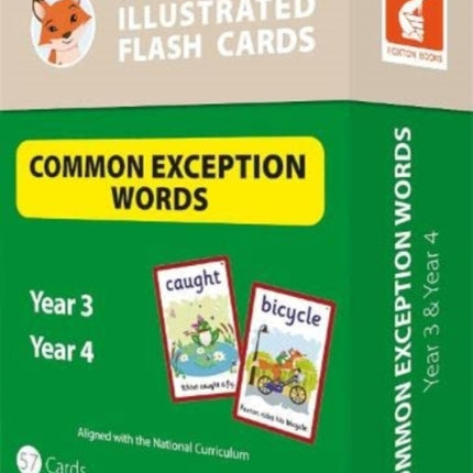 Common Exception Words Flash Cards: Year 3 and Year 4 Words - Perfect for Home Learning - with 106 Colourful Illustrations