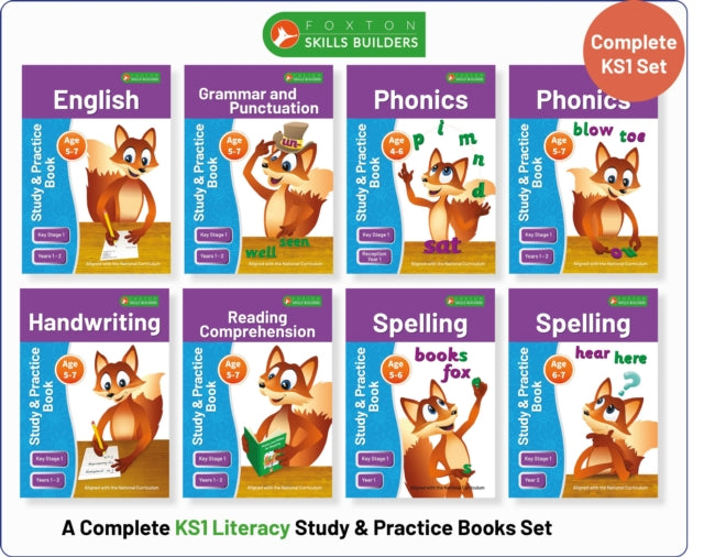 Complete Key Stage 1 Literacy Study  Practice Books  8book bundle English Phonics Spelling Handwriting Reading Comprehension for AGES 4  7