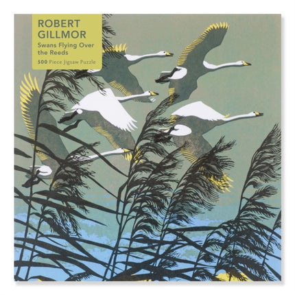 Adult Jigsaw Puzzle Robert Gillmor Swans Flying over the Reeds 500 pieces