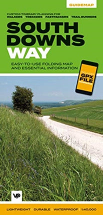 South Downs Way: Easy-to-use folding map and essential information, with custom itinerary planning for walkers, trekkers, fastpackers and trail runners