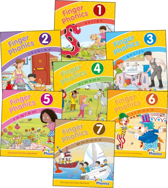 Finger Phonics Books 1-7: in Precursive Letters (British English edition)