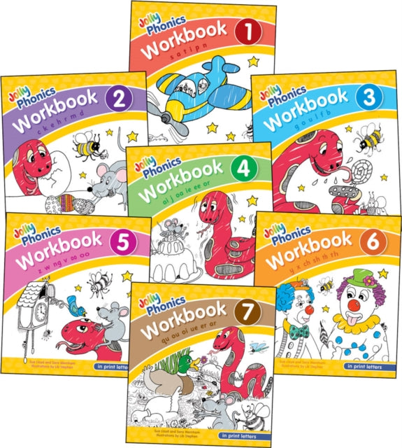 Jolly Phonics Workbooks 1–7: In Print Letters (American English edition)