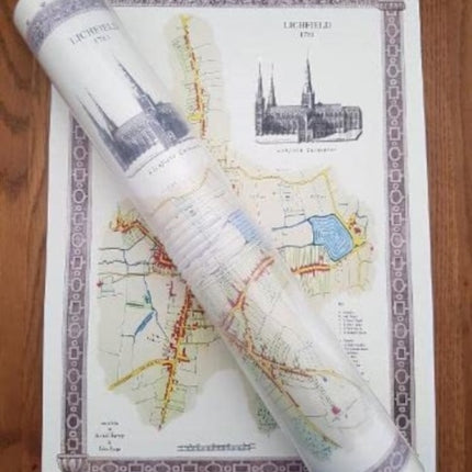 Lichfield 1781 - Old Map Supplied Rolled in a