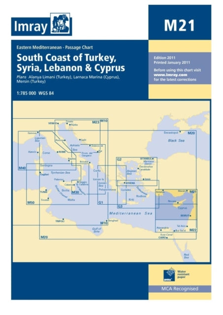 Imray Chart M21: Eastern Mediterranean Passage Chart - South Coast of Turkey, Syria, Lebanon & Cyprus