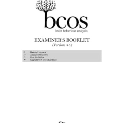 BCoS Cognitive Screen: Examiner's Booklet (Pack of 15)