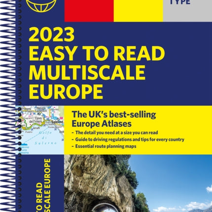 2023 Philip's Easy to Read Multiscale Road Atlas Europe: (A4 Spiral binding)