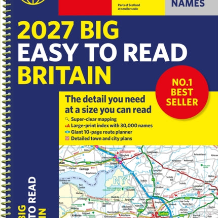 2027 Philips Big Easy to Read Road Atlas of Britain A3 Spiral