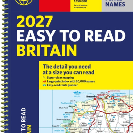 Philips 2027 Easy to Read Road Atlas of Britain A4 Spiral