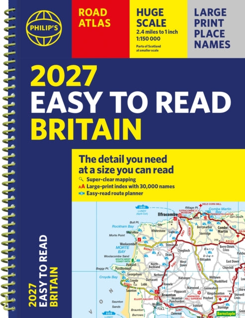 Philips 2027 Easy to Read Road Atlas of Britain A4 Spiral