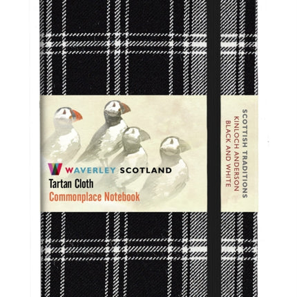 Waverley S.T. (M): Black & White Pocket Genuine Tartan Cloth Commonplace Notebook