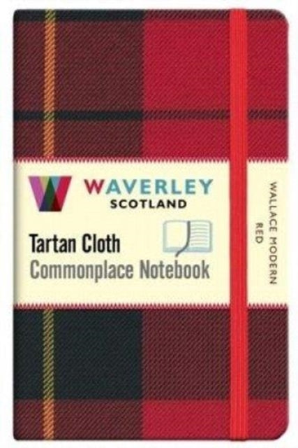 Wallace Modern Red:: Waverley Genuine Tartan Cloth Commonplace Pocket Notebook (9cm x 14cm)