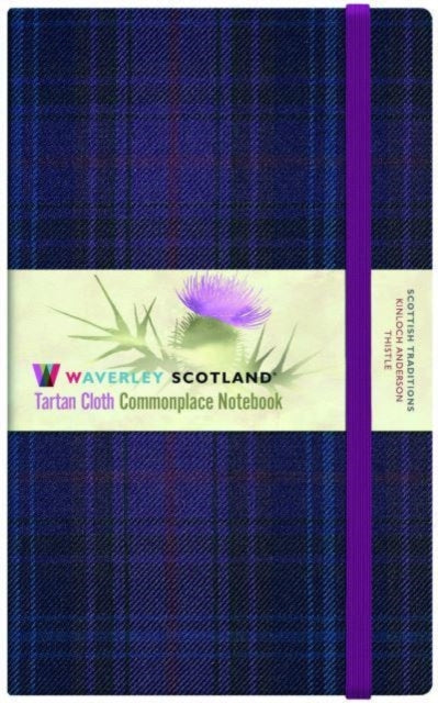 WAVERLEY THISTLE TARTAN CLOTH HARDBACK LARGE COMMONPLACE NOTEBOOK/JOURNAL: 21 x 13cm 192 pages