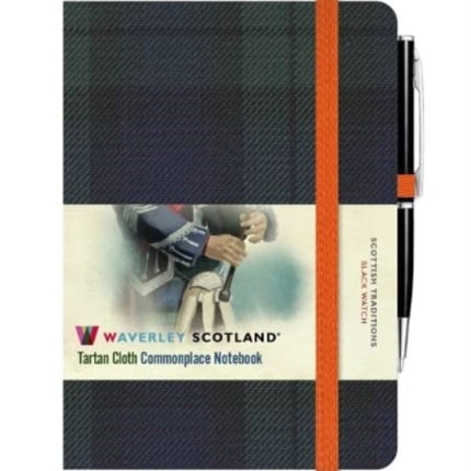 Waverley Tartan Cloth Commonplace Notebooks: Black Watch Tartan Cloth Mini Notebook with Pen