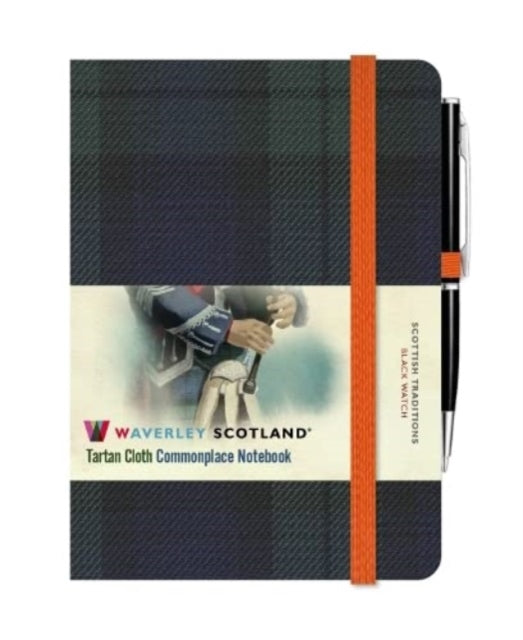 Waverley Tartan Cloth Commonplace Notebooks: Black Watch Tartan Cloth Mini Notebook with Pen