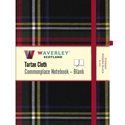 Stewart Modern Black Tartan Hardback Blank Notebook Large 21cm x 13cm