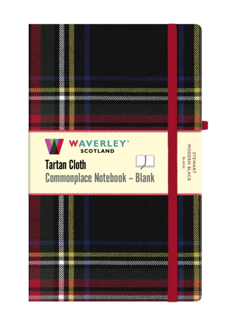 Stewart Modern Black Tartan Hardback Blank Notebook Large 21cm x 13cm