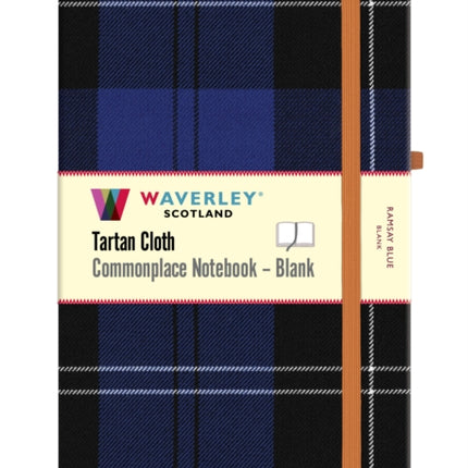Ramsay Blue Tartan Blank Hardback Notebook Large 21 x 13cm