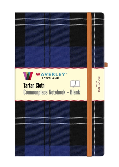 Ramsay Blue Tartan Blank Hardback Notebook Large 21 x 13cm