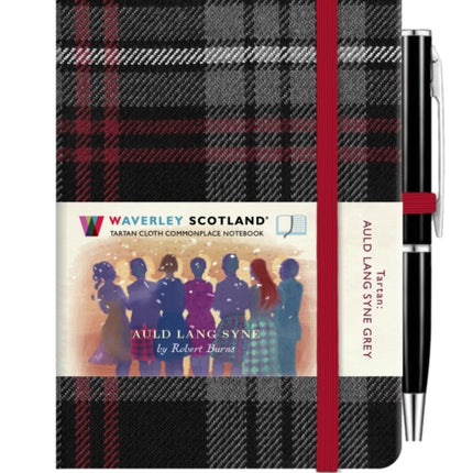 Auld Lang Synge Grey Mini Hardback Notebook with Pen 10.5cm x 7cm