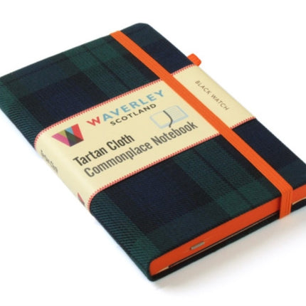 Waverley M Black Watch Tartan Cloth Commonplace Notebook 14cm x 9cm with pen loop