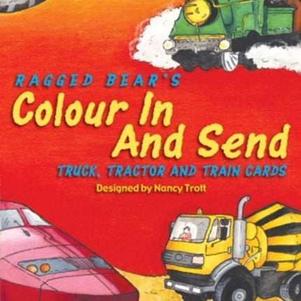 Colour In  Send Tractor  Train Cards