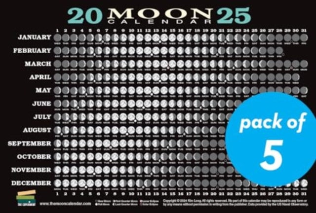 2025 Moon Calendar Card 5 Pack