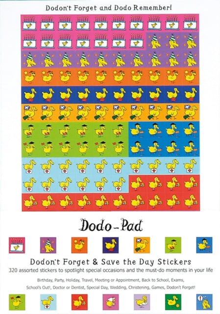 Dodon't Forget and Save the Day Stickers from Dodo Pad: 320 Self-Adhesive Reminder Stickers in 14 Different Designs