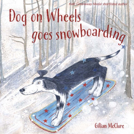 Dog on Wheels Goes Snowboarding