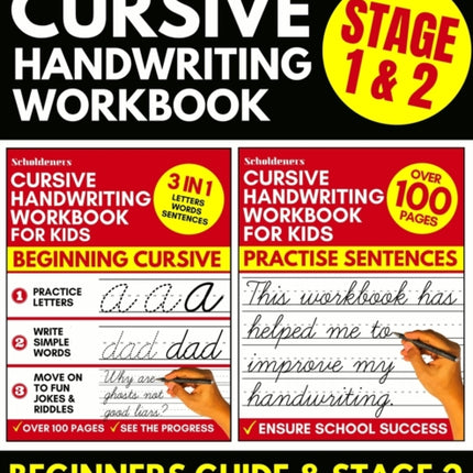 Cursive Handwriting Workbook: 2-in-1 Book Set For Kids (Cursive for Beginners / Cursive Writing Practice Book)